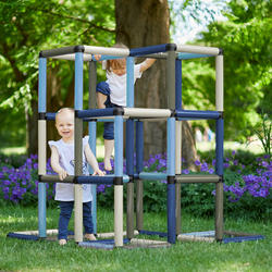 Children playing on a climbing frame